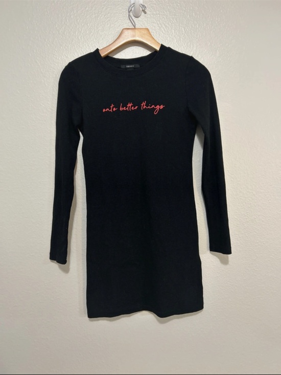 Forever 21 Dresses & Skirts - Forever 21 Black Long Sleeve Dress with Coral Script